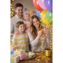 Erde 5 M x 8mm Parlak Metalik Şerit Rafya | Balon Ipi | Plastik Balon Süsleme Kurdelesi