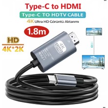 Vwin Type C To HDMI Kablosu 4K Ultra Hd Görüntü Aktarma Kablosu 4K@60Hz Hdtv-1.8 Metre Gri