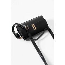 Glemix Bagora Siyah Cilt Tasarım Kilitli Kadın El ve Omuz Çantası