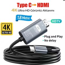 Anktek Type-C To HDMI Dönüştürücü 4K UHD Görüntü Aktarma Kablosu 4K@60Hz Hdtv 1.8 mt Gri