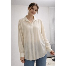 Auraboutique Kadın Çizgili Uzun Gömlek Tunik