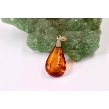 Doğaltaş Damla Kehribar Gümüş Kolye