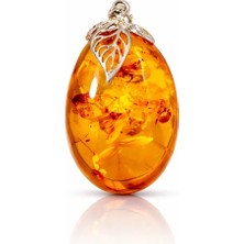 Doğaltaş Damla Kehribar Gümüş Kolye