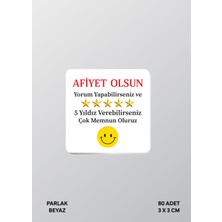 Woisco Afiyet Olsun Etiket Sticker 3X3CM 80 Adet Parlak Beyaz Etiket