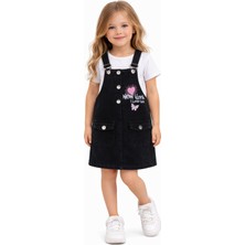 Bilge Trend Kız Çocuk 3/7 Yaş Siyah New York Kot Denim Jile