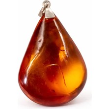 Doğaltaş Damla Kehribar Gümüş Kolye