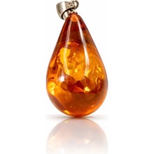 Doğaltaş Damla Kehribar Gümüş Kolye