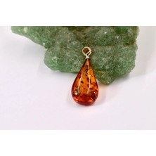 Doğaltaş Damla Kehribar Gümüş Kolye