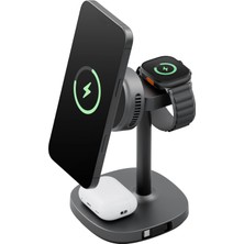 Energea Magarctic 4in1 15W Kablosuz ve 65W Pd Dahili Kablolu Masaüstü Hızlı Şarj Standı - Siyah