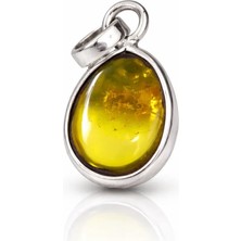 Doğaltaş Damla Kehribar Gümüş Kolye