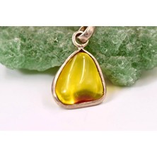 Doğaltaş Damla Kehribar Gümüş Kolye