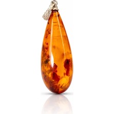 Doğaltaş Damla Kehribar Gümüş Kolye