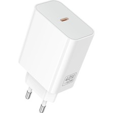 Hoco. C162A 40W Pd Destekli Type-C Tek Port Eu Şarj Adaptörü - Beyaz