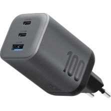 Energea Ampcharge Mini 100 2 Adet 100W Type-C ve 1 Adet 30W USB Çıkışlı Pd Pps Qc 3.0 Gan Hızlı Şarj Aleti - Siyah