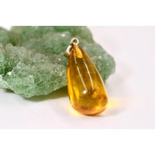 Doğaltaş Damla Kehribar Gümüş Kolye