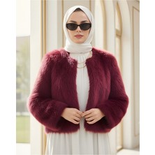 Moda Morfo İçi Astarlı Kürklü Kaban -Bordo
