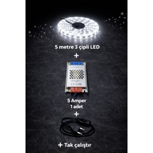 ZMR Lumıxa 3 Çipli 5 Metre Beyaz LED + 5 Amper Trafo (Set)