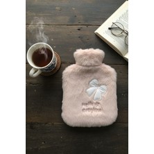 Plentiful Hello Everyone Yazılı Kurdeleli Pembe Peluş Sıcak Su Torbası 1 Lt – Yumuşak Kılıf, Uzun Süre Sıcak T