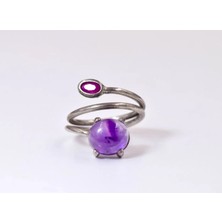 Doğaltaş Ametist ve Yakut Yüzük – Denge, Canlılık ve Aşk