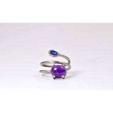 Doğaltaş Ametist ve Tanzanit Yüzük – Denge, Canlılık ve Enerji Desteği