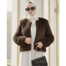 Moda Morfo İçi Astarlı Kürklü Kaban -Kahve