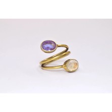 Doğaltaş Ametist ve Ay Taşı Yüzük – Sezgi, Denge ve Huzur