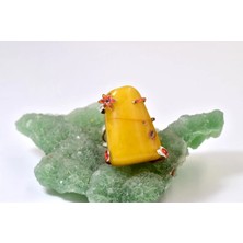 Doğaltaş Damla Kehribar Mine Işlemeli Gümüş Yüzük