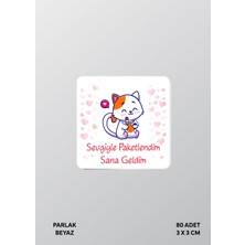 Woisco Teşekkür Etiket Sticker Paketlemeye Özel 3X3CM Parlak Beyaz Etiket T.no:6