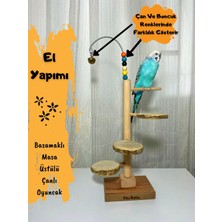 Ciko Kafes Masa Üstü ve Kafes Üstü Basamaklı Çanlı Boncuklu Kuş Oyuncağı