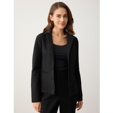 Jimmy Key Siyah Dar Kesim Düğme Detaylı Örme Ceket