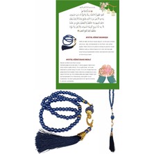 Urfakent Namaz Tesbihi Vavlı 99'lu Cam Incili Ayet-El Kürsi Dua Kartı Ile Lacivert Renk Hediyelik