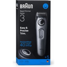 Braun Beard Trimmer Series 3 Sakal Düzeltici – 40 Uzunluk Ayarlı Precision Wheel Erkek Tıraş Makinesi Kablosuz Sakal Kesme Makinesi