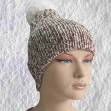 Urfakent El Örgüsü Doğal Yün ve Akrilik Karışımlı Sıcacık Kış Beresi Kahve-Beyaz