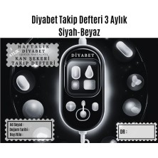 Urfakent Diyabet Ölçüm Takip Çizelgesi Defteri A Kalite Özel Tasarım 3 Aylık A5 Siyah-Beyaz