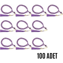 Urfakent Namaz Tesbihi Vavlı 99'lu Cam Incili Esma'ul Hüsna Dua Kartı Ile Mor Renk Hediyelik 100 Adet