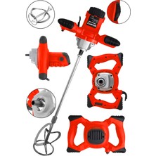 Schatz Profesyonel 1800W Bakır Sargılı 6 Kademe Devir Ayarlı Alçı Boya ve Harç Karıştırıcı Mikser Kırmızı