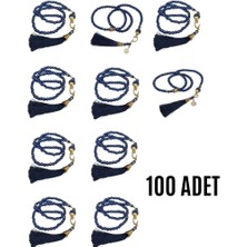 Urfakent Namaz Tesbihi Vavlı 99'lu Cam Incili Ismi Azam Dua Kartı Ile Lacivert Renk Hediyelik 10 Adet