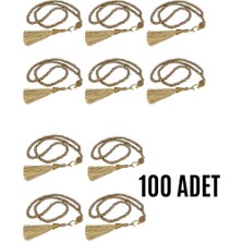 Urfakent Namaz Tesbihi Vavlı 99'lu Cam Incili Amenerrasulü Dua Kartı Ile Süt Kahve Renk Hediyelik 100 Adet