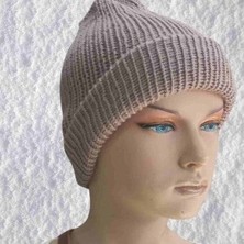 Urfakent El Örgüsü Doğal Yün ve Akrilik Karışımlı Sıcacık Kış Beresi Vizon Renk