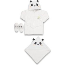 Urfakent Bebitof Baby Panda Bebe Bornoz Seti 30037 Beyaz