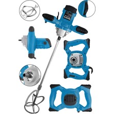 Schatz Profesyonel 1800W Bakır Sargılı 6 Kademe Devir Ayarlı Alçı Boya ve Harç Karıştırıcı Mikser Mavi M14