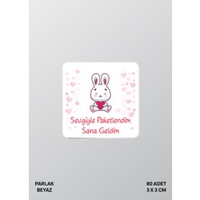 Woisco Teşekkür Etiket Sticker Paketlemeye Özel 3X3CM Parlak Beyaz Etiket T.no:8