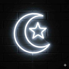 Kamer Neon LED Işıklı Türk Bayrağı Beyaz