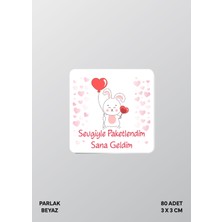 Woisco Teşekkür Etiket Sticker Paketlemeye Özel 3X3CM Parlak Beyaz Etiket T.no:11