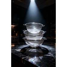 Transformacion 3'lü Profesyonel Mutfak Süzgeç Seti - Ince Süzgeç Kevgir Takımı Paslanmaz Çelik 722897