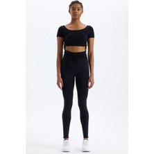 COMEUP Biyeli Kemer Büzgü Detaylı Tayt Siyah