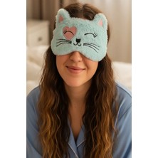 Caş Dekorasyon Mavi Renk Kedi Figür Peluş Uyku Bandı