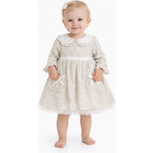 Mia Bambim İşleme Detaylı Kız Bebek Elbise Vizon