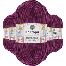 Maarketim 5 Adet Yumurcak Kadife El Örgü İpi Mürdüm K726