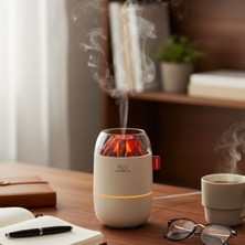 Buffer® Ahşap Odun Ateşi TASARIMLI 280 ml Ultrasonik Hava Nemlendirici & Aroma Difüzör – Soğuk Buhar Makinesi, LED Işıklı, Ortam Nemlendirici